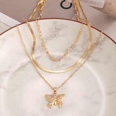 Simple Style Butterfly Alloy Tassel Plating Necklace